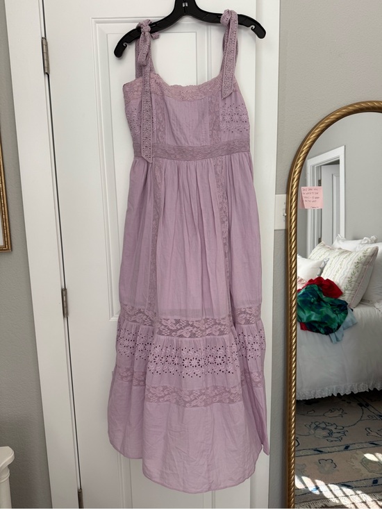 LoveShackFancy Dresses & Skirts - LoveShackFancy Lavender Eyelet Tie-Shoulder Cotton Sundress